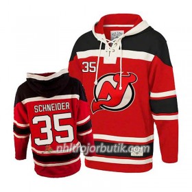 Män Ishockey New Jersey Devils Cory Schneider 35 Röd Sawyer Hooded Sweatshirt